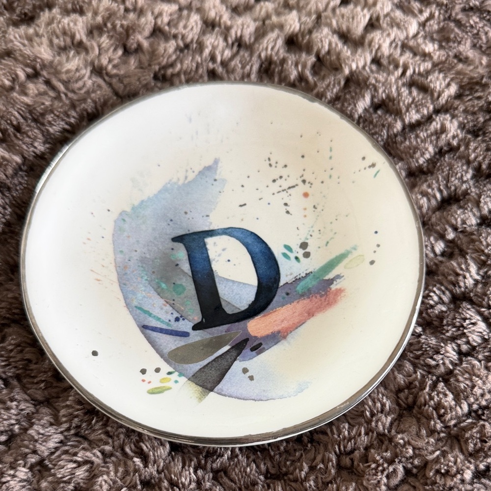 Anthropologie Decorative jewlery Dish with Letter D